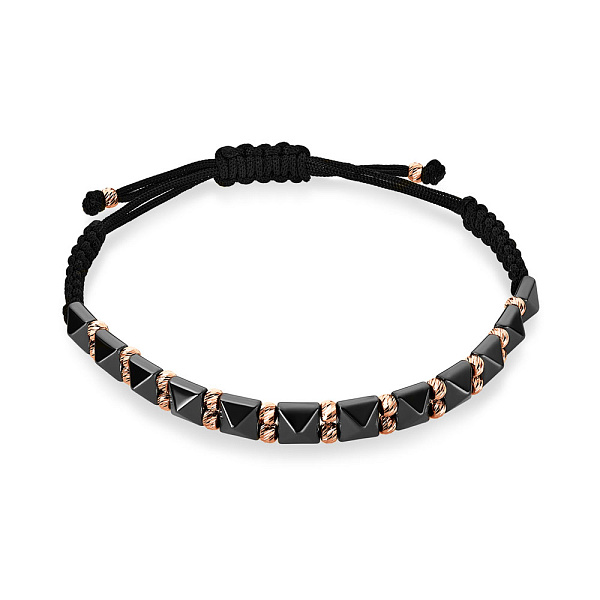 Браслет на нитці з гематитом з вставками з золота (арт. 324856гмтуа) – зображення 1