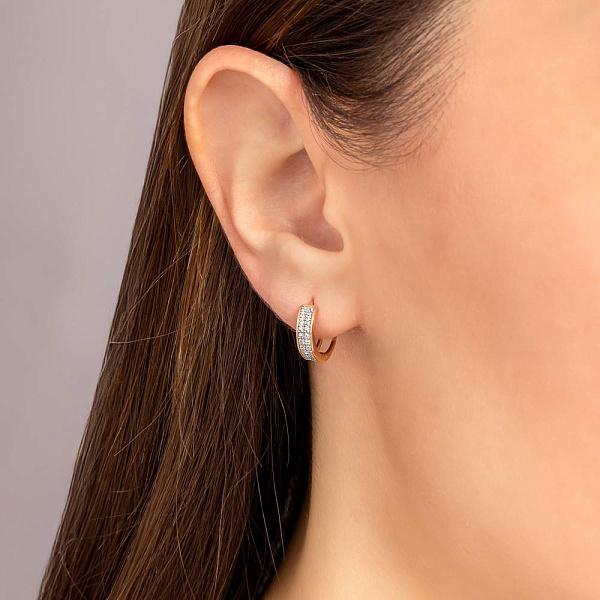 Золотые серьги конго с фианитами (арт. 110292) – изображение 4