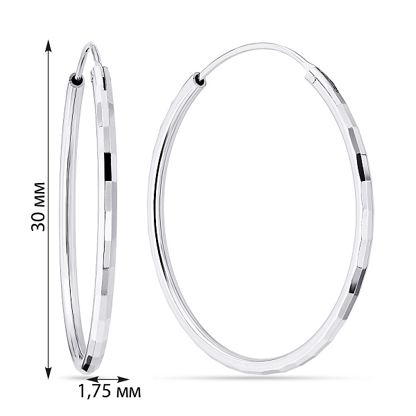 Серьги-кольца из серебра с алмазной гранью (арт. 7502/2425/30) – изображение 2