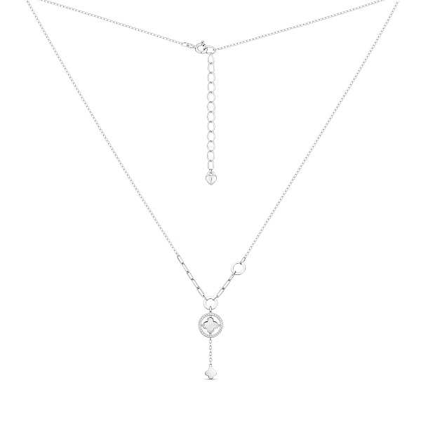 Серебряное колье Клевер с перламутром (арт. 7507/2393п) – изображение 2
