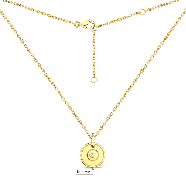 Срібне кольє з жовтим родіюванням та фіанітом (арт. 7507/1628ж) – зображення 3