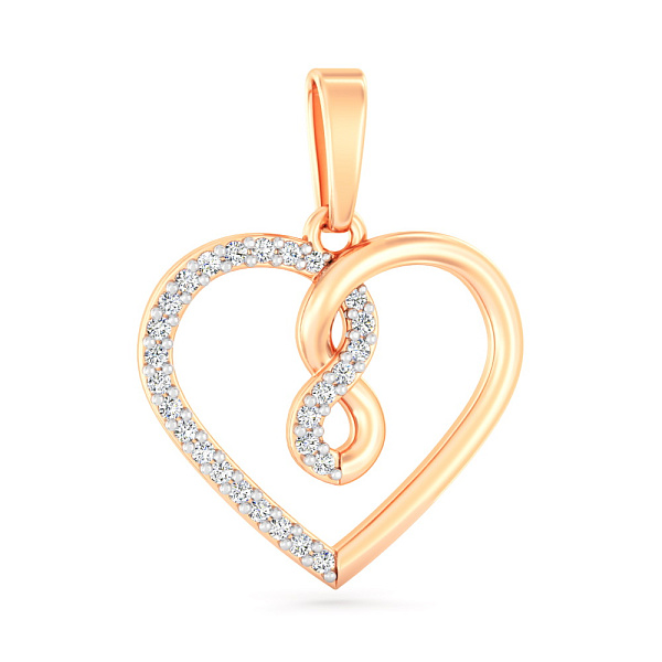 Золотая подвеска Сердечко с фианитами (арт. 440974) – изображение 1