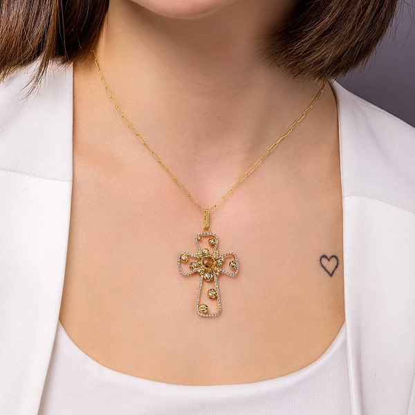 Золотий хрестик Francelli з фіанітом (арт. 424849жбж) – зображення 2