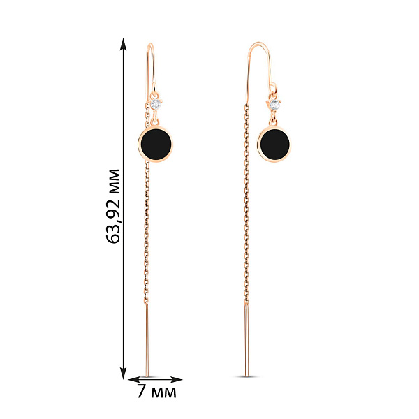 Золотые сережки-протяжки Лýна (арт. 1101062еч) – изображение 2