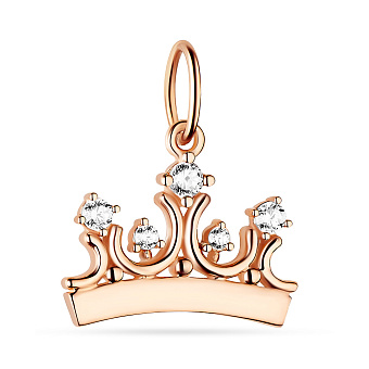 Фото Подвеска из красного золота Корона с фианитами (арт. 424265)