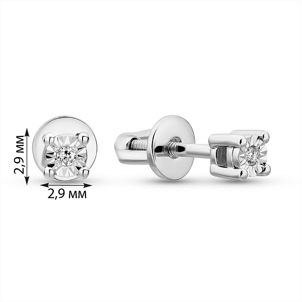 Золотые серьги пусеты с бриллиантами (арт. Т011026б) – изображение 3