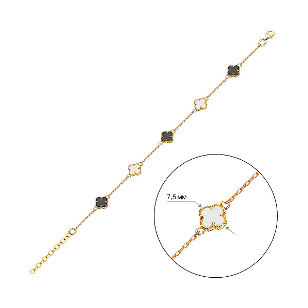 Золотой браслет с перламутром и ониксом (арт. 321957/7жоп) – изображение 2