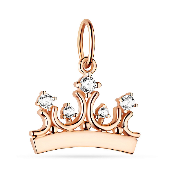 Подвеска из красного золота Корона с фианитами (арт. 424265) – изображение 1