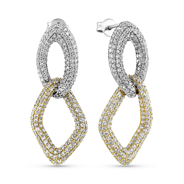 Серьги из белого и желтого золота (арт. 102662бж) – изображение 1