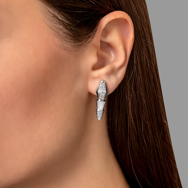 Серьги из белого золота с фианитами (арт. 1091460б) – изображение 2
