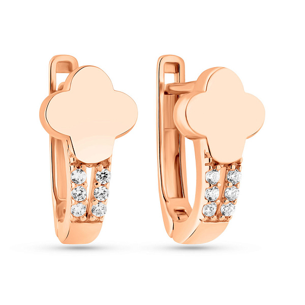 Серьги из красного золота с фианитами (арт. 1091229) – изображение 1