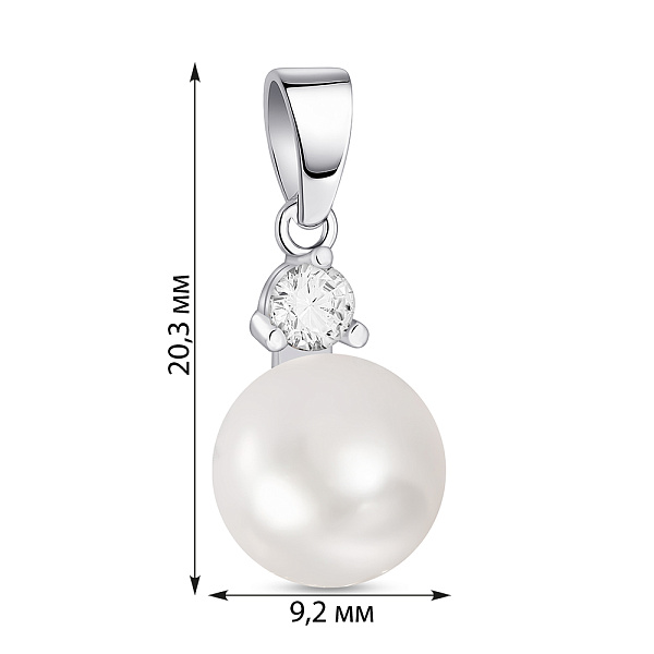 Срібний кулон з перлиною і фіанітом (арт. 7503/299жб) – зображення 2