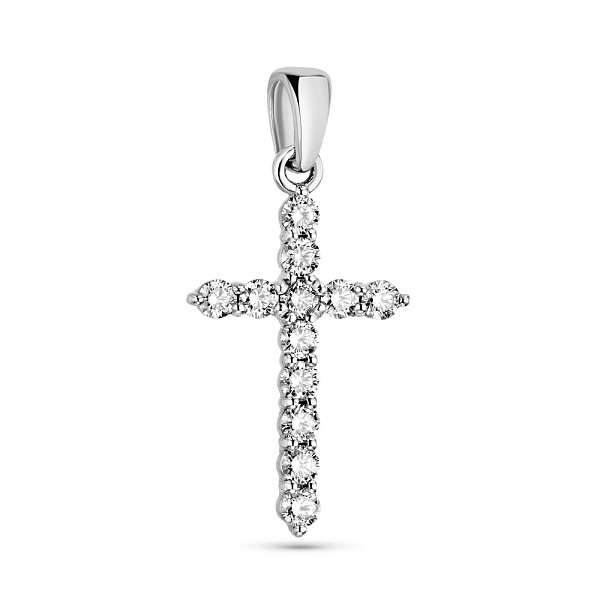 Хрестик з білого золота з діамантами (арт. 3103632202) – зображення 1