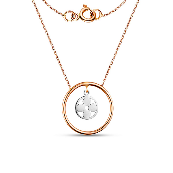 Золотое колье "Цветочек" с подвеской (арт. 351055) – изображение 2