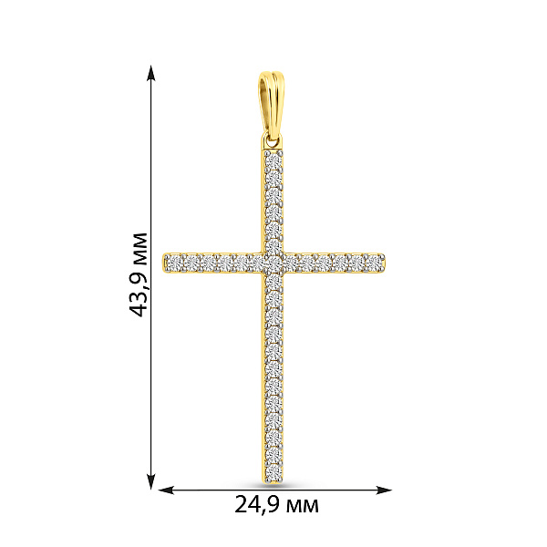 Золота підвіска-хрестик з фіанітами (арт. 440340ж) – зображення 2