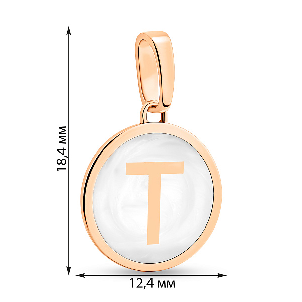 Золотой подвес Буква Т с эмалью (арт. 440995еп) – изображение 4