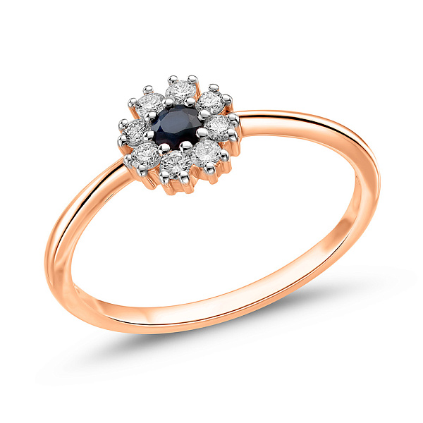 Золота каблучка з сапфіром і діамантами (арт. К011692с) – зображення 1