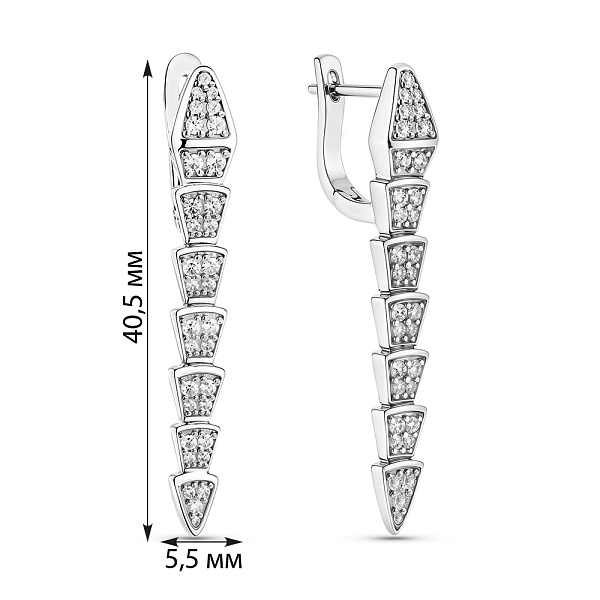 Серебряные серьги Змея с фианитами (арт. 7502/2144953) – изображение 2