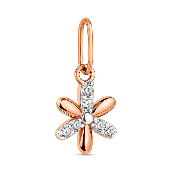 Кулон Цветок из красного золота с фианитами (арт. 422788) – изображение 1