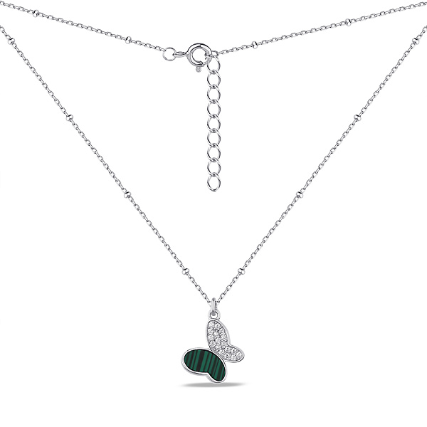 Серебряное колье с малахитом и фианитами (арт. 7507/2178млх) – изображение 2