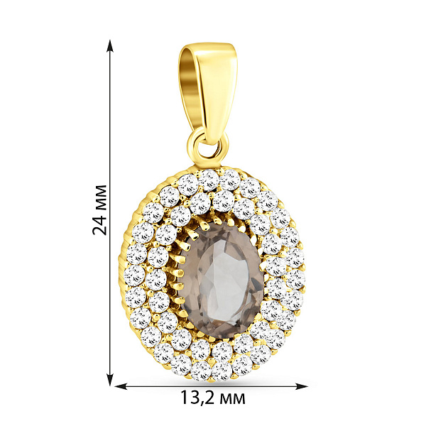 Золотий кулон з кварцом і фіанітами (арт. 440450Пжкр) – зображення 2