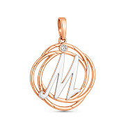 Фото Золотой подвес "Буква М" с одним фианитом (арт. 440697)