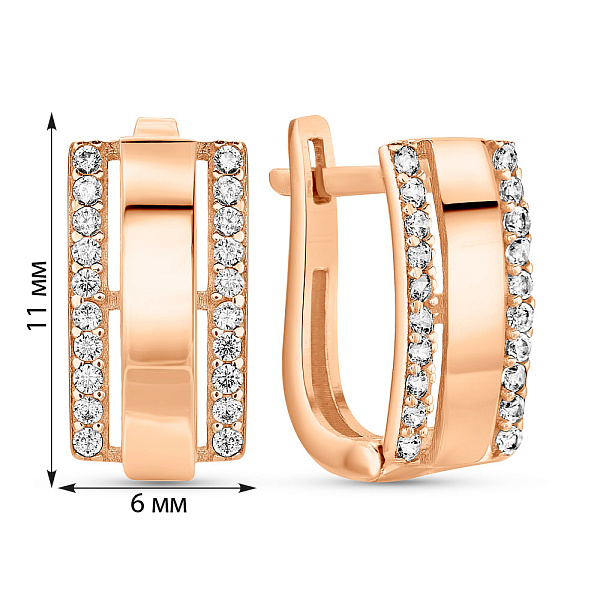 Серьги из красного золота с фианитами (арт. 109313) – изображение 2
