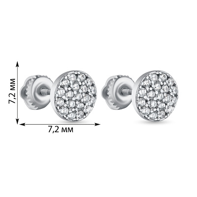 Срібні сережки-пусети з розсипом фіанітів (арт. 7518/6335)