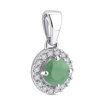 Серебряный подвес с изумрудом и фианитами (арт. 7503/1911082Изм)
