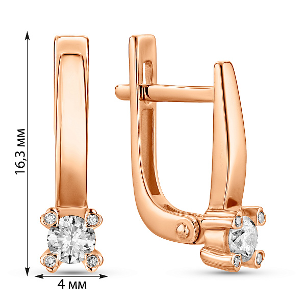Сережки с бриллиантами из красного золота (арт. С011199020) – изображение 5