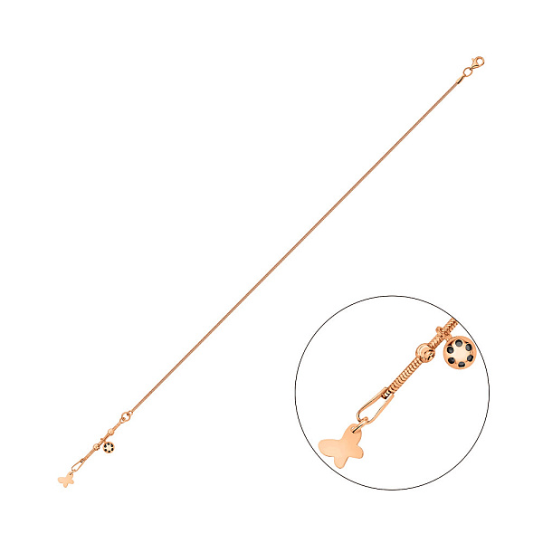 Золотий браслет на ногу Метелик з підвісною частиною (арт. 326313н) – зображення 1