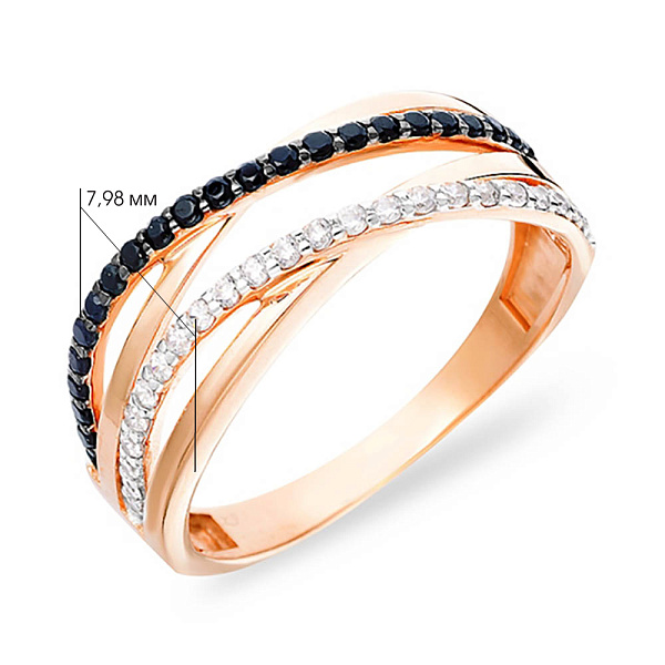 Золотое кольцо Синергия с фианитами (арт. 140519ч) – изображение 3