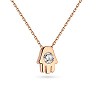 Золоте кольє «Божа долоня. Рука Міріам» з фіанітом (арт. 351568)