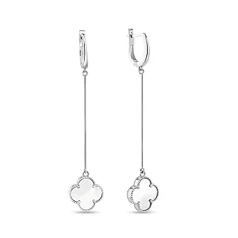 Длинные серьги-подвески из белого золота с перламутром (арт. 107894/15бп)