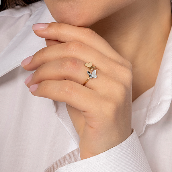 Золота каблучка «Метелики» (арт. 141059жб) – зображення 3