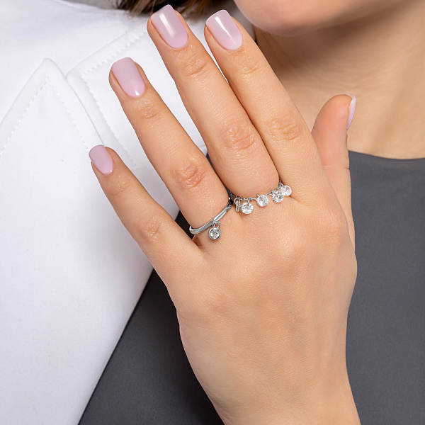 Серебряное кольцо с одним фианитом (арт. 7501/6953) – изображение 2