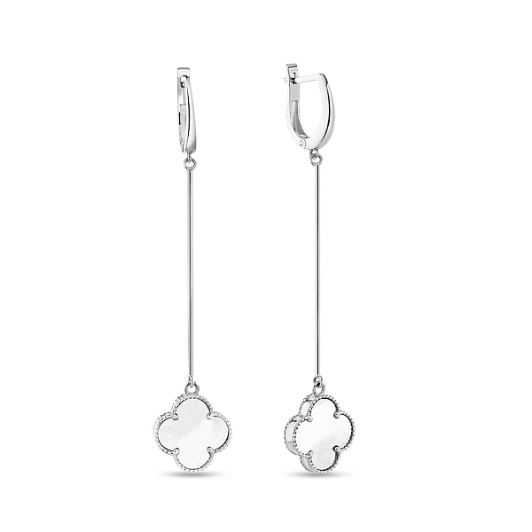 Длинные серьги-подвески из белого золота с перламутром (арт. 107894/15бп) – изображение 1