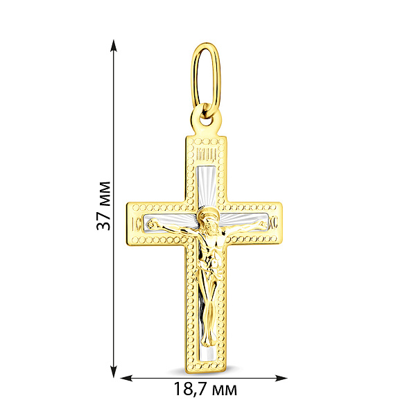 Хрестик з жовтого золота з родіюванням (арт. 521901жр) – зображення 2