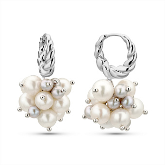 Серебряные серьги с жемчугом (арт. 7502/2183655жбср)