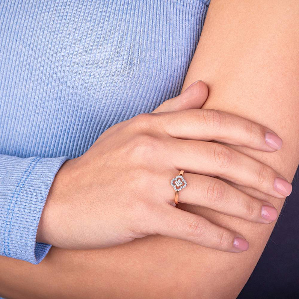 Каблучка з червоного золота з діамантами (арт. К011496020) – зображення 5