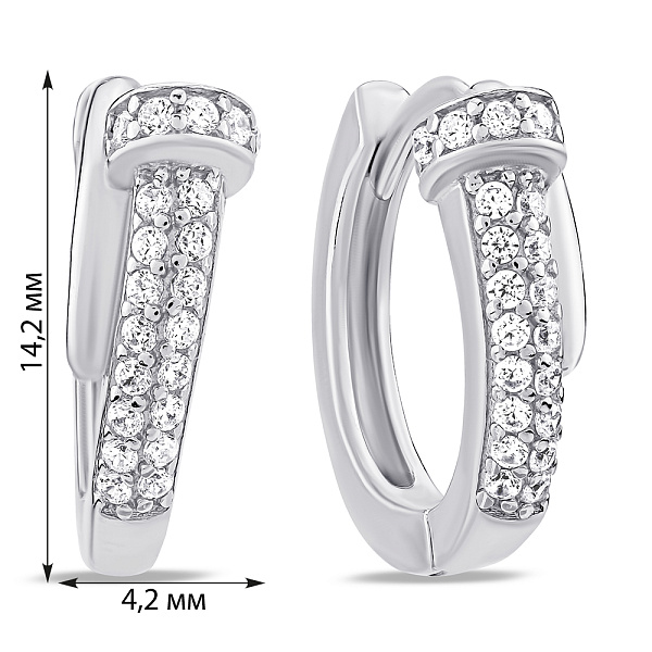 Серебряные серьги Гвоздь с фианитами (арт. 7502/9702/15) – изображение 2