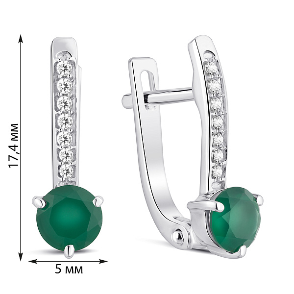 Серебряные серьги с агатом и фианитами (арт. 7502/2189619Аз) – изображение 2