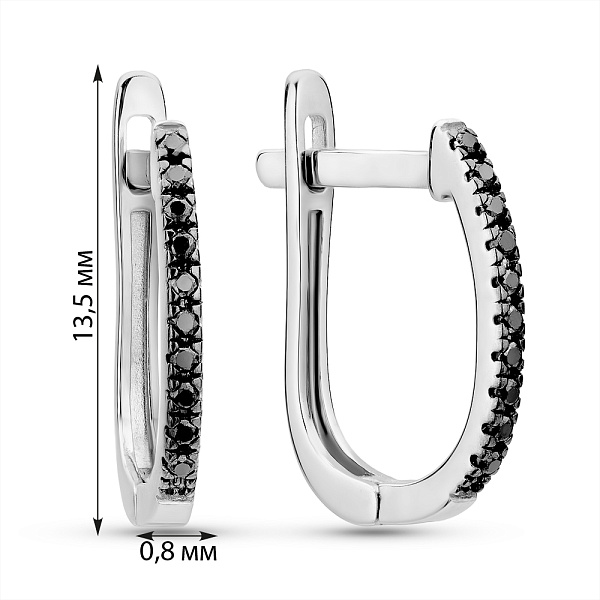 Золоті сережки з чорними діамантами (арт. С011196005бч) – зображення 4