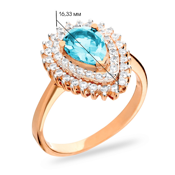 Золотое кольцо с топазом и фианитами (арт. 140524Птг) – изображение 2