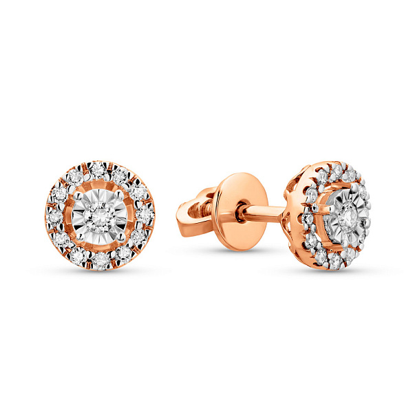 Золотые серьги пусеты с бриллиантами (арт. Т011718020) – изображение 1