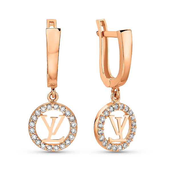 Сережки-підвіски з червоного золота (арт. 106303) – зображення 1