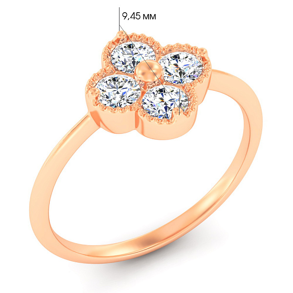 Каблучка з червоного золота з фіанітами (арт. 141246) – зображення 4