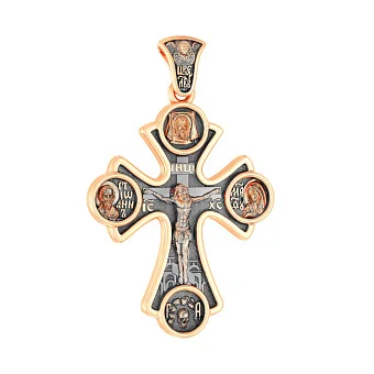 Золотий натільний хрестик з червоного золота з  розп'яттям (арт. 501674)