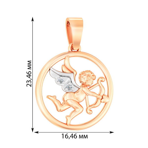 Золотая подвеска Ангел с фианитами (арт. 440619) – изображение 3