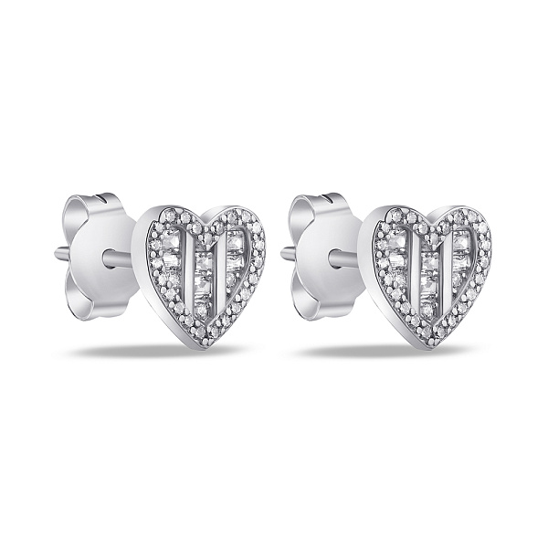 Серьги-пусеты из серебра в форме сердца (арт. 7518/6427) – изображение 1